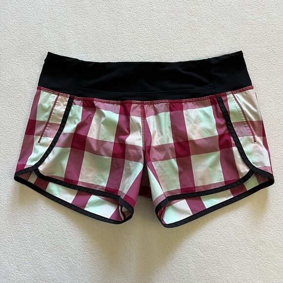 Lululemon Yama Check Bumble Berry Toothpaste Print 2-way Run Times 4” Short 8 - Picture 1 of 9